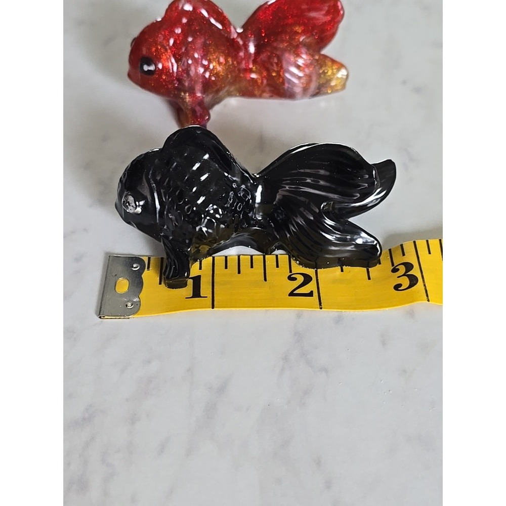 2 Resin Handmade Goldfish Black Red Decoration Gift. 612 - Picture 7 of 8